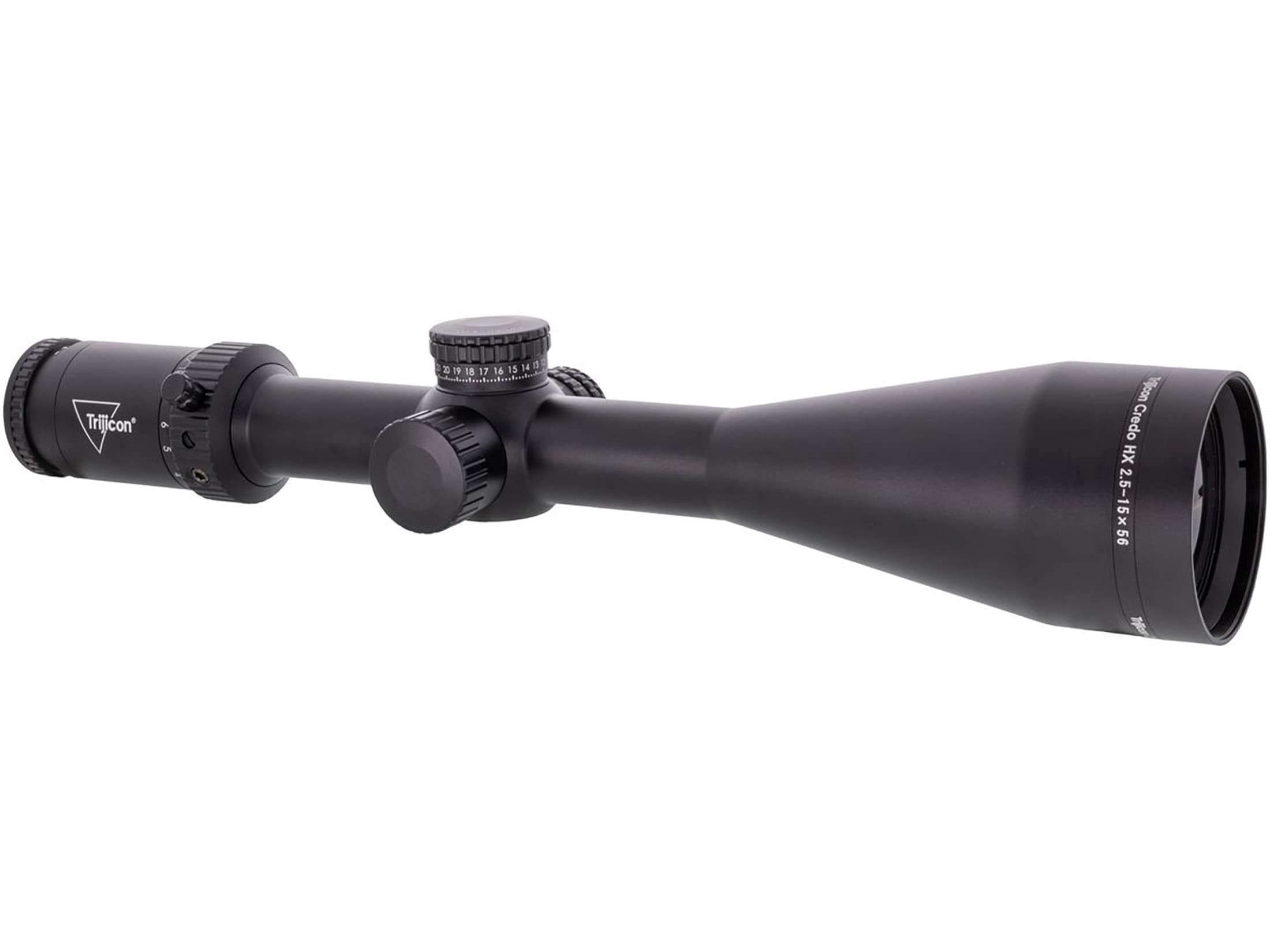 Trijicon Credo HX 2.5-15x56mm 30mm Tube Rifle Scope, Second Focal Plane, BDC Hunter Holds Reticle, Satin Black