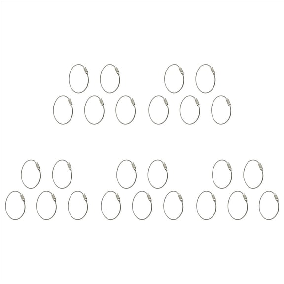25pcs Stainless Steel Screw Locking Wire Keychain Cable Key Rings Outdoor Accessory,25x Wire Key Ring,Silver