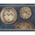 thumbnail image 1 of Plaques Beiges Marron avec Horloges Murales Bleu Papier Peint Bord Design Rétro, Rouleau 15' x 8'', 1 of 3