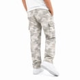 thumbnail image 4 of Rggeeun Toddler Boys Pants Cargo Pants Colorful Print Tapered Hem Ankle Length Multiple Pockets Relaxed Fit Drawstring Elastic Waist Streetwear Leisure Trousers,Gray,13-14 Years, 4 of 5
