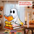 thumbnail image 3 of Halloween Ghost Acrylic Suncatcher Ornaments, Cute Book Moon Ghost Hanging Decor, Mild Spooky Halloween Graduation Window Mirror Pendant Gift, 3 of 6