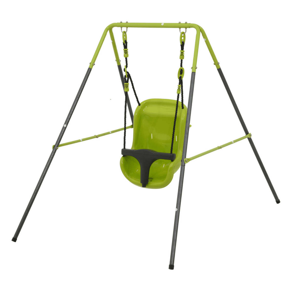 Indoor-Outdoor Baby Swing with Safety Seat, Sturdy Kids Toddler Swing Set with Heavy Duty A-Frame Metal Stand for Backyard, Playground and Nursery, 57" L x 37" W x 46" H