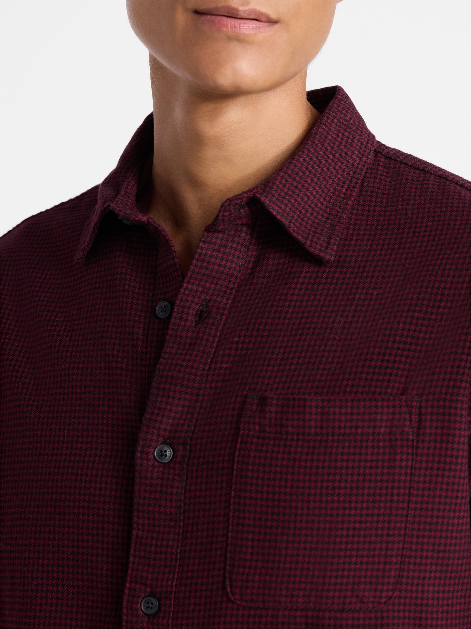 Free Assembly Men's Brushed Cotton Twill Shirt with Long Sleeves, Sizes XS-3XL
