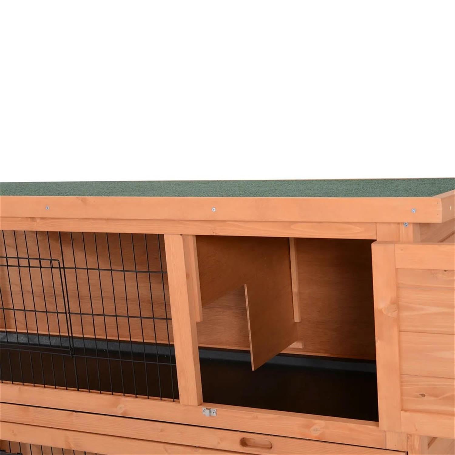 Pefilos 54" Outdoor Rabbit Hutch with Slide-out Tray, 2-Story Wooden Small Animal Habitat Enclosure Bunny Cage for Bunnies, Guinea Pigs, Orange