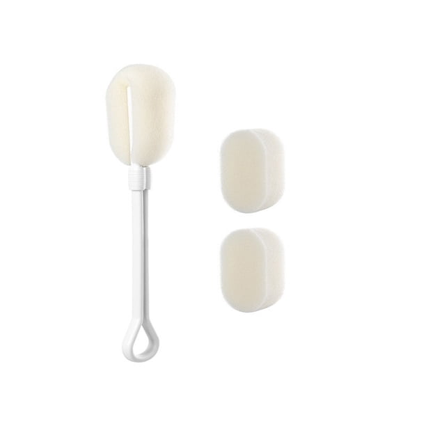 Pisexur Batería de cocina Cepillo de esponja para botellas con mango, limpiador antirayaduras para copas de vino, whisky, tazas y vasos con 3 cabezales. para la cocina del hogar