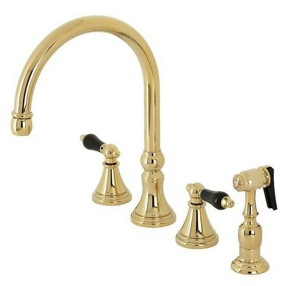 Kingston Brass KS2792PKLBS Duchess Widespread Kitchen Faucet with Brass Sprayer, Polished Brass