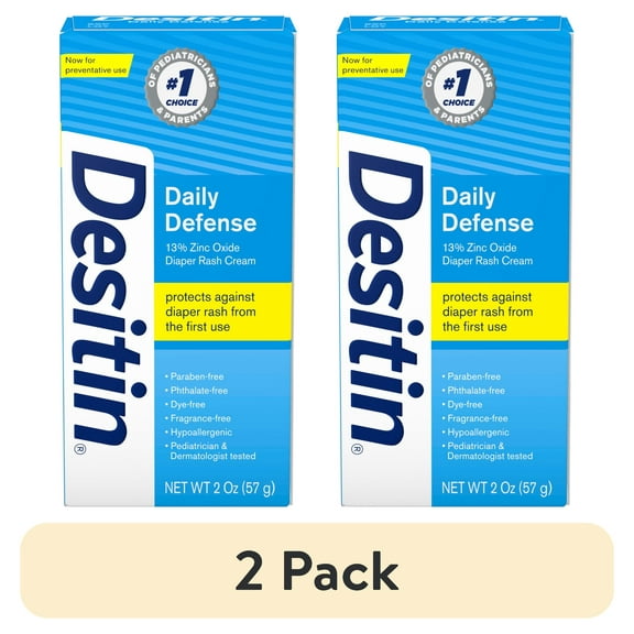 (2 pack) Desitin Daily Defense Baby Diaper Rash Cream, Travel Size, 2 oz