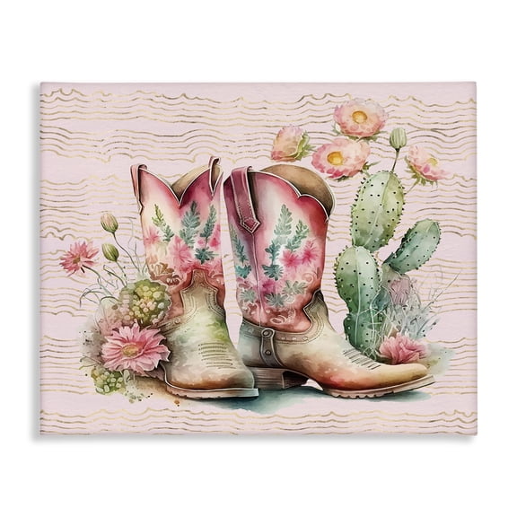 Stupell Industries Bohemian Country Boots with Cacti Canvas Art, 20 x 16, by Lettered and Lined