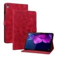 thumbnail image 2 of FJLBDE Case for Lenovo Tab P11 11.0 Inch TB-J606F, Embossed Flower PU Leather Flip Wallet Folio Stand Cover, Red, 2 of 7