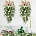 thumbnail image 5 of 2 Pcs 24" Artificial White Flower Teardrop Wreaths Swag, Spring Summer Berries Swags Wreath, White Floral Hanging Wreaths for Kitchen Cabinet Doors Window Wall Wedding Party Home Decor, 5 of 16