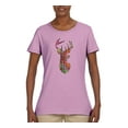 thumbnail image 2 of Trippy Colorful Buck Head Rainbow Hunting Deer Mosaic Animal Lover Womens Graphic T-Shirt, Light Pink, 3XL, 2 of 3