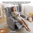 thumbnail image 4 of Oversized Swivel Rocker Recliner Chair, 26" Extra Wide Glider Nursery Chair with Adjustable Headrest, Chenille Power Recliner Rocking with Double Cushion, Cup Holder, Grey, 4 of 10