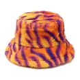 thumbnail image 2 of sunsanly Winter Bucket Hat Unisex Contrast Color Thick Plush Flat Top Heat Retention Foldable Streetwear Outdoor Fisherman Hat Traveling Shopping Headwear, 2 of 8