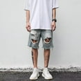 thumbnail image 2 of Men's Summer denim shorts fashion harem pants elastic youth popular shorts boy's high waist jeans, 2 of 6