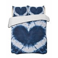 thumbnail image 2 of Quilts Full Size, Blue Love Heart Soft Comforter Bedding Set for Bed, Boho Ethnic Modern Funny Tie Dye Art Lightweight Quilted Bedspread with Pillow Cover(2 Pieces) for All Season, 78x90 Inch, 2 of 6