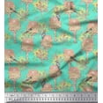 thumbnail image 3 of Soimoi Green Rayon Fabric Treehouse & Woodpecker Bird Print Fabric by the Yard 42 Inch Wide, 3 of 3