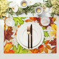 thumbnail image 3 of Fall Placemats Set of 4 Autumn Thanksgiving Maple Leaf Place Mats 12x18 Inch Seasonal Rustic Harvest Washable Table Mats for Party Kitchen Dining Decoration, 3 of 8