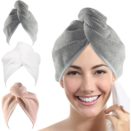 Microfiber Hair Towel Wrap: Super Absorbent Quick Hair Drying Turban 3 Pack  Soft Head Towel Wraps for Women Curly Long Wet Thick Hair Anti Frizz with  Button Loop (Gray) | Walmart Canada