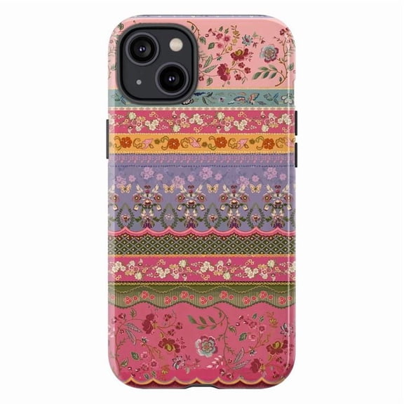 Bohemian Pattern Floral Phone Case, Boho Artistic Stripes iPhone Cover, Unique Protective Case for iPhone 17 16 15 14 13 12 11 Pro Max Plus Mini