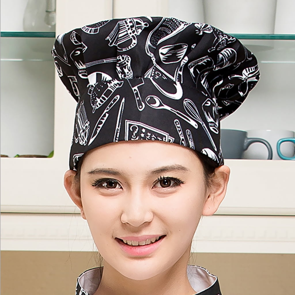 Mens Women Master Chef Hat Hotel Cafe Cook Kitchen Uniform Elastic Baker Cap 