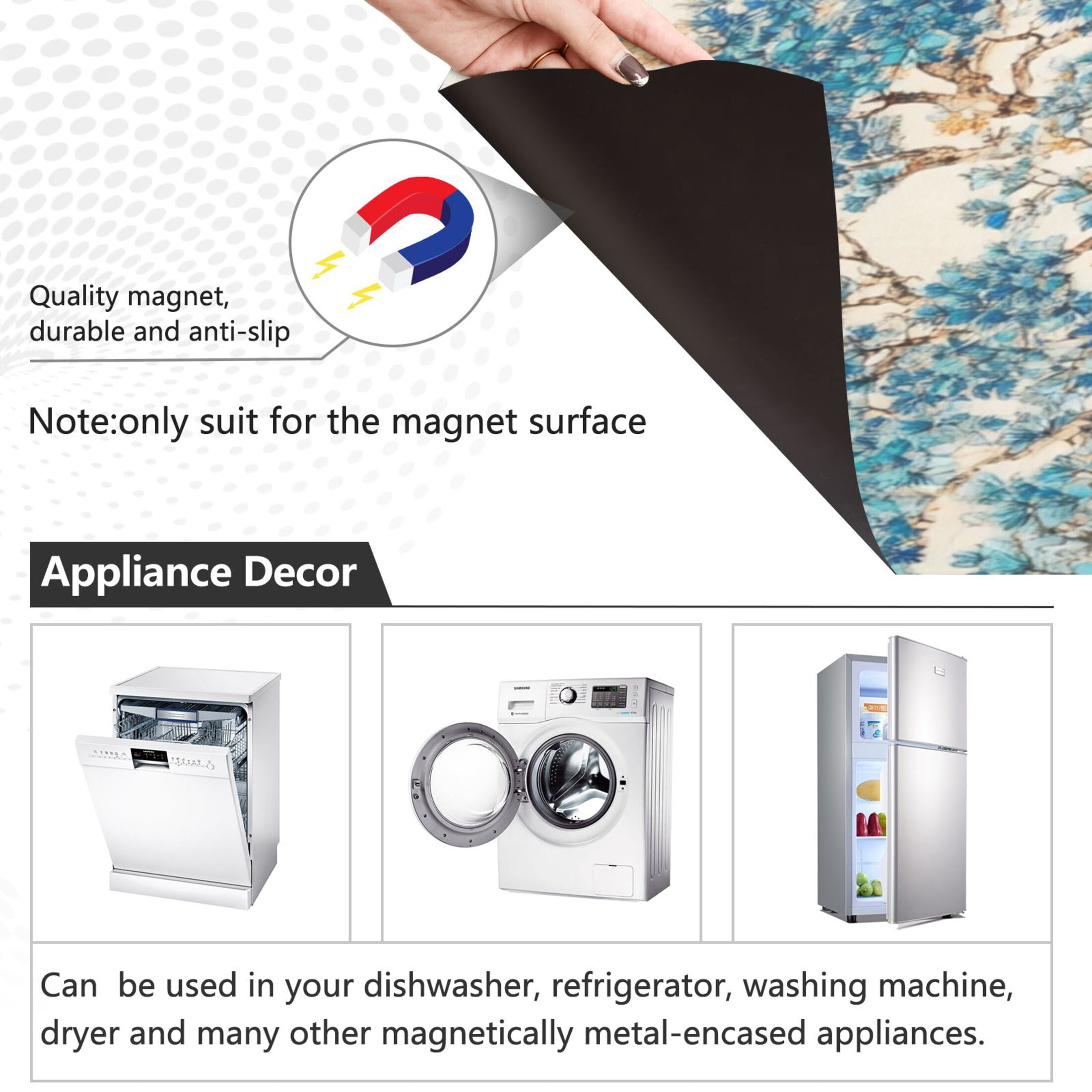 Dishwasher Magnetic Sticker 23x26 Inch Refrigerator Magnetic Sticker Washing Machine Magnetic Sticker Kitchen Panel Magnetic Sticker Home Decor Cute Classical Deer