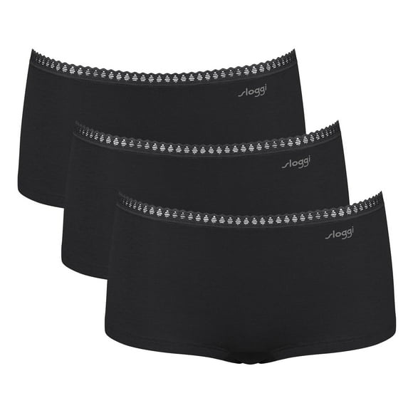 Sloggi braguitas de mujer, pack de 3 - GO Crush Short C3P, braguitas, algodón elástico Negro L (Large)