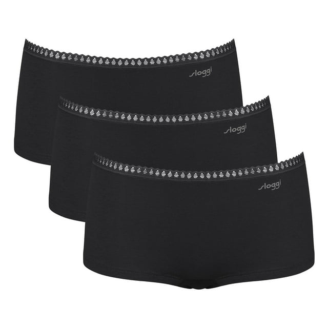 Sloggi braguitas de mujer, pack de 3 - GO Crush Short C3P, braguitas, algodón elástico Negro L (Large)