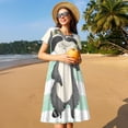 thumbnail image 4 of Easygdp Cute Raccoon para Vestido Transpirable de Mujer, Vestido Suelto de Manga Corta con Pliegues y Bolsillos para el Verano, 4 of 6
