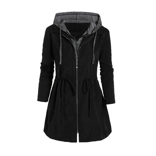 drppepioner Mode Femmes Fermeture Éclair Patchwork Hiver Braguette à Capuche Espace Plus Épais Manteau en Coton