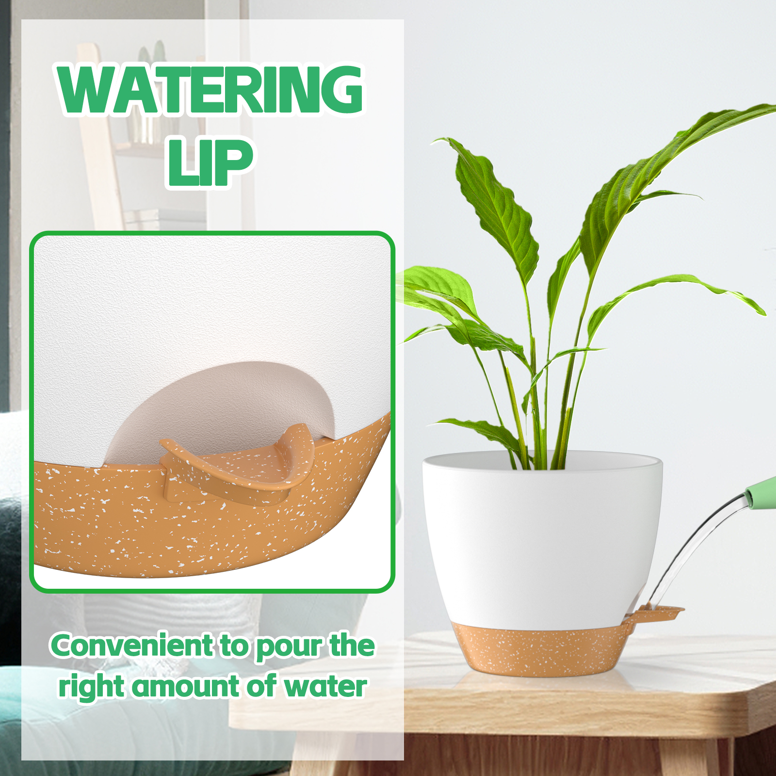 Fiason 8 Inch Self-Watering Planters, White 2 Pack photo 7