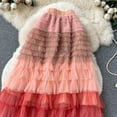 thumbnail image 4 of Fsqjgq Tulle Skirts for Women Layered Ruffled Gradient Fairy Cake Skirt Pleated High Waisted Maxi Skirt Tutu Skirts Puffy Petticoat, 4 of 6