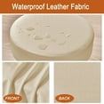 thumbnail image 3 of Bar Stool Cover Waterproof Round Seat Cushion Cover Stretch Barstool Slipcovers Set of 2 PU Leather Bar Chair Covers Beige, 3 of 14