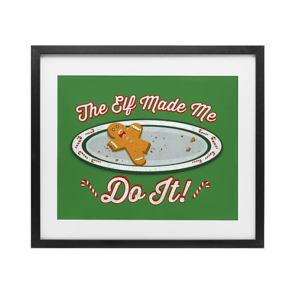 Stupell Industries Elf Made Me Do It Black Framed Print Under Glass design by Jedco Brands, Inc., 13 x 16