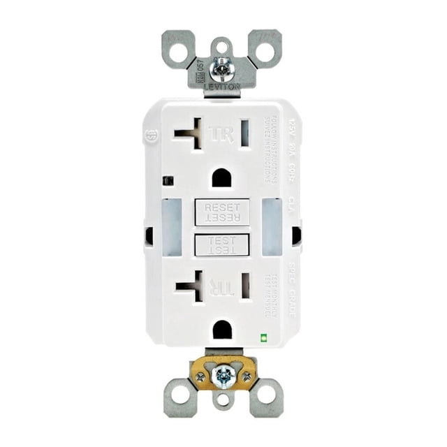 GFCI Outlet Leviton SmartLockPro, 20 A, 125 V, dúplex, blanco, paquete de 1
