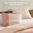 thumbnail image 4 of Regency Heights King/Cal King Soft Washed Color Block Comforter Set 3-Piece Bedding Set Pink, 4 of 8