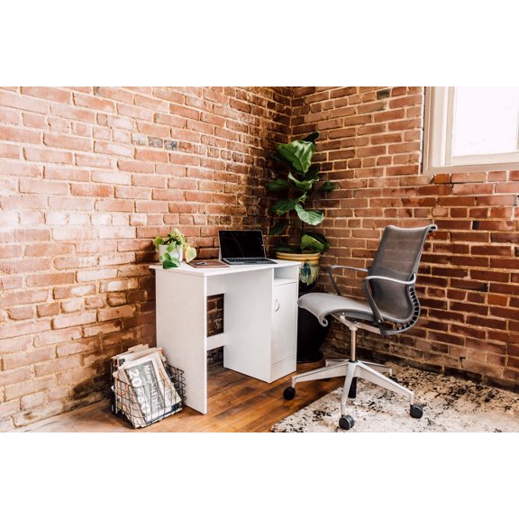 Madison Computer Desk with Cabinet, White