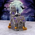 thumbnail image 6 of WMGHA Halloween Village Ornaments Accessories,Haunted House Figurine with Bat Ghost Pumpkin for Halloween Decor,Large Pre-Lit Lighted Resin Village Statue for Indoor Outdoor Party Table Decor, 6 of 8