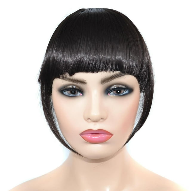XWSHYW Pelucas Extensiones de Cabello con Flequillo Térmico para Mujer, Trenza Diademada, Flequillo Sintético