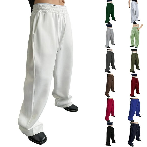 YUEHUA Mens Active Athletic Workout Jogger Straight Leg Loose Fit Drawstring Sweatpants for Men