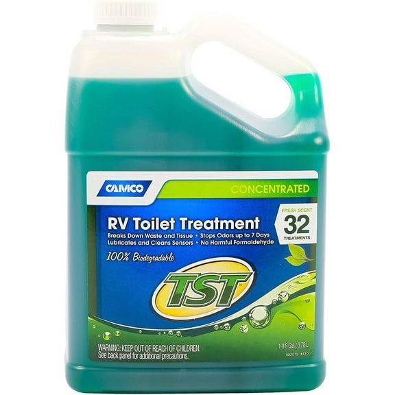 Camco TST RV Toilet Treatment Fresh Scent Formaldehyde Free - Breaks Down Waste - 128 Oz — Residential Use, Standard Application