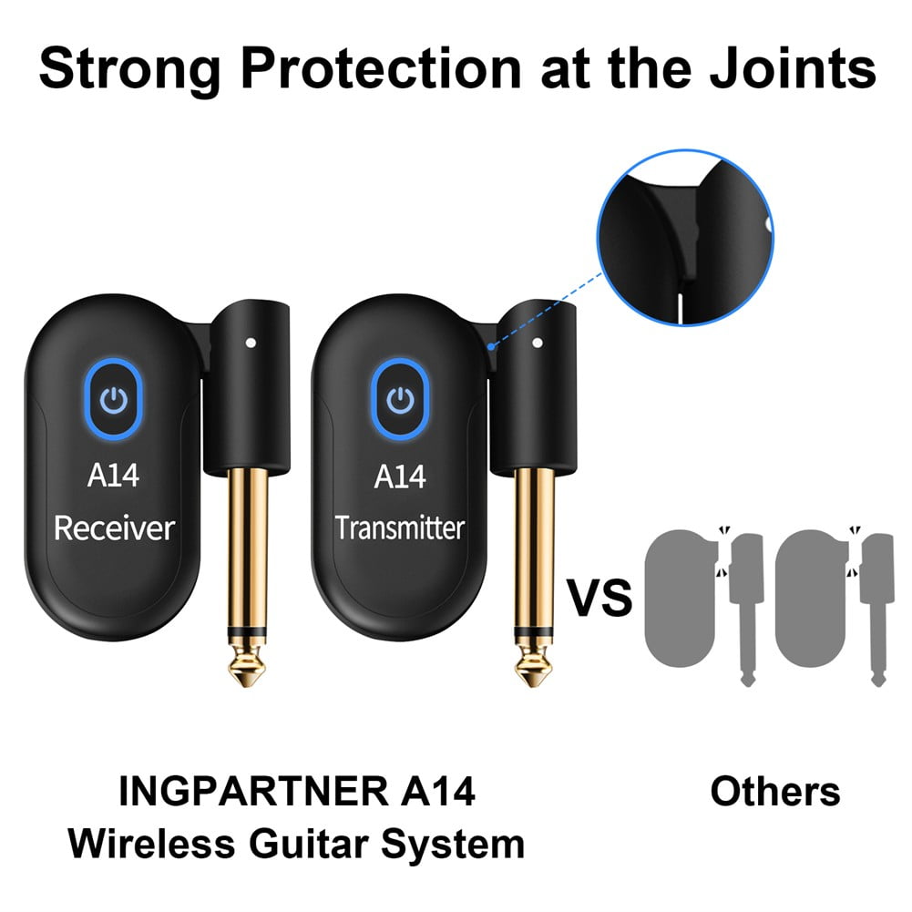 2.4GHz Guitar Wireless System 2 Transmitter 1 Receiver for Electric Guitar Bass