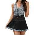 thumbnail image 2 of Meichang Maillot de Bain à Imprimé Aztèque pour Femmes Tankini 2 Pcs Robe de Bain Rembourrée avec Short Garçon Contrôle du Ventre Ensemble de Tankinis, 2 of 7