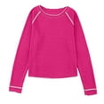 thumbnail image 6 of VBTAPA Womens Waffle Knit Shirts Raglan Long Sleeve Crewneck T-shirt Loose Casual Tee Tops 2026 Fall Winter Fashion Clothes Pink S, 6 of 7