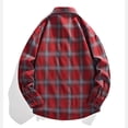 thumbnail image 5 of SGFCWSX Men's Flannel Shirt Plaid Long Sleeve Button Down Western Casual with Chest Pocket Shirts Red Size 4XL, 5 of 5