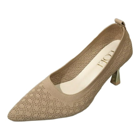 

Eudgs Ladies Knit Breathable Retro Pointed Stiletto Work Shoes Plus Size Shoes Hot High Heels for Women High Wedges Life Women Shoes Tan Shoes Dancing Heels Women s Slingback Heels Adapt Shoes Shoes