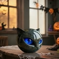 thumbnail image 4 of Black Cat Head Stone Sculpture, Elegant Desktop Ornament Resin Decorative Figurine with Handcrafted Blue Eyes and Smooth Polished Texture, Perfect Gifts for Cat Lovers Women Men, 4 of 8