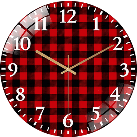 12 Inch Red Black Buffalo Check Glass Wall Clock,Vintage Rustic Decoration Round Wall Clock( 30 × photo 12 Inch Red Black Buffalo Check Glass Wall Clock,Vintage Rustic Decoration Round Wall Clock( 30 ×