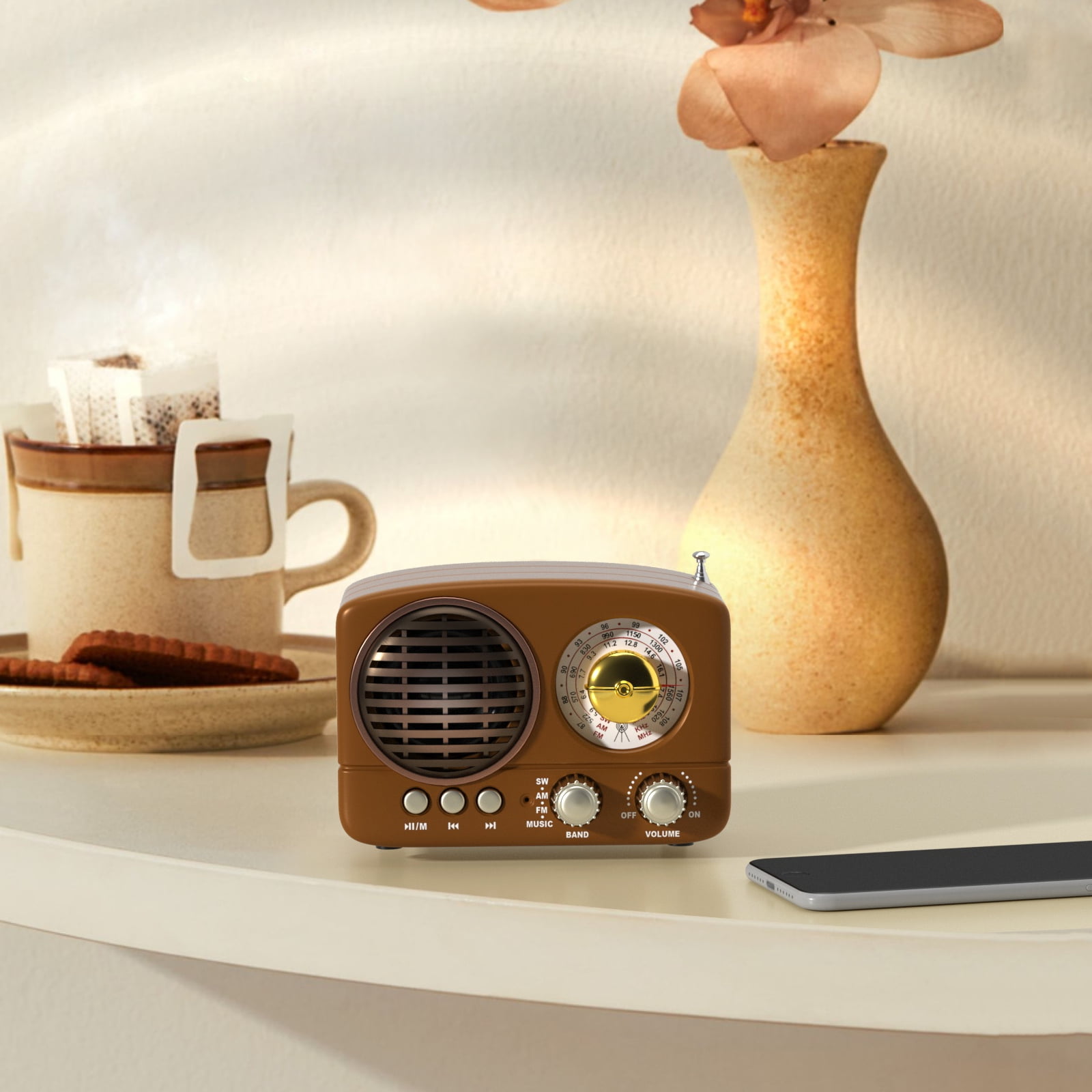 Vintage Radio Retro Bluetooth Speaker-FM Radio with Old fashioned Classic Style, Strong Bass Enhancement, Loud Volume
