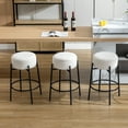 thumbnail image 5 of Zesthouse Swivel Counter Stools Set of 3, 26.7" Modern Boucle Counter Height Bar Stools with Metal Legs, Backless Round Barstools for Kitchen Island, White, 5 of 10