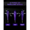 thumbnail image 4 of BLUEWING 18in Upgraded Fishing Spreader Bar Canyon with 9in Floating Squids, Trolling Birds, Big Game Trolling Lure and 316 Stainless Steel Rod for Wahoo Tuna Marlin Mahi Mahi, Black/Purple, 4 of 9